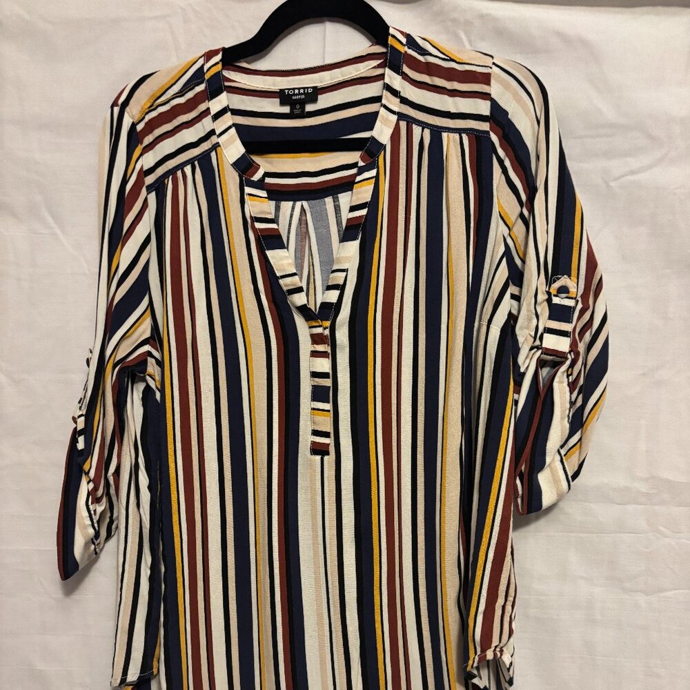 Torrid Harper Rayon Slub Pullover 3/4 Sleeve Blouse Sz 0